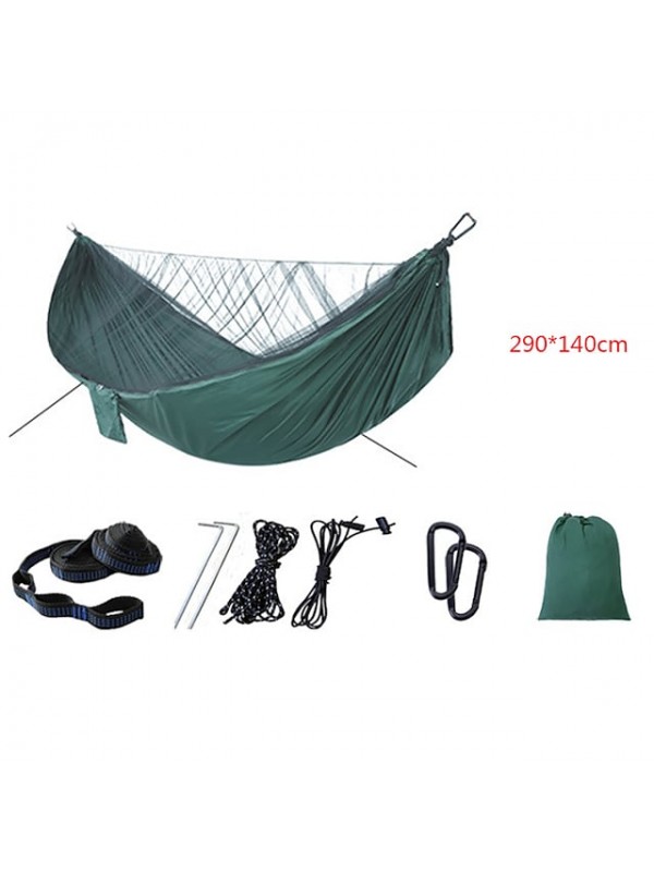 Camping Hammock with Mosquito Net Hammock Rain Fly Outdoor Portable Sunscreen Anti-Mosquito Ultra Light (UL) Breathable Parachute Nylon with Carabiners and Tree Straps for 2 person Camping / Hiking #7441955