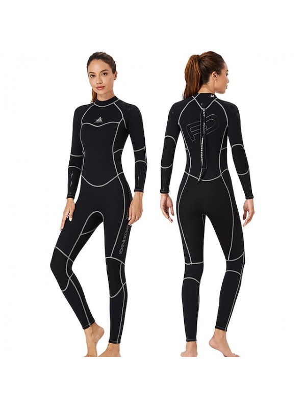 Dive&Sail Women's Full Wetsuit 3mm SCR Neoprene Diving Suit Quick Dry Stretchy Long Sleeve Back Zip - Swimming Diving Surfing Scuba Patchwork Autumn / Fall Spring Summer #8401833