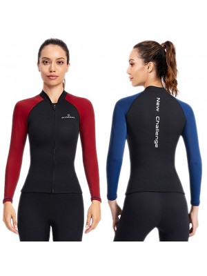 Dive&Sail Women's Full Wetsuit 1.5mm SCR Neoprene Top Thermal Warm Windproof Breathable High Elasticity Long Sleeve Front Zip - Diving Patchwork Autumn / Fall Winter Spring / Summer / Anatomic Design #9016707