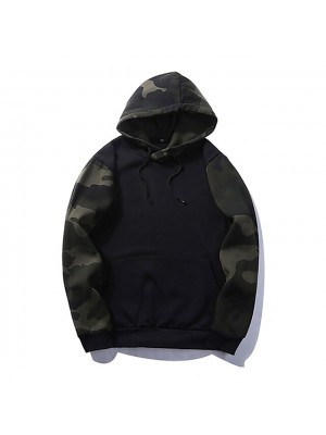 Men's Camouflage hoodie Outdoor Windproof Breathable Sweat wicking Fall Spring Camo Pullover Cotton Long Sleeve Hunting Camping Training Black Army Green Khaki / Combat #8990514