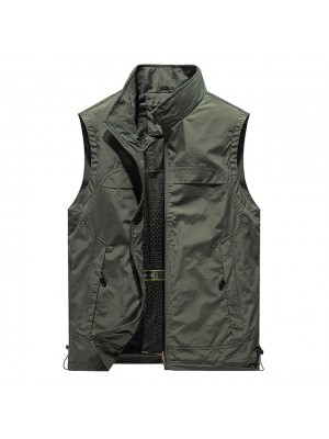 Men's Fishing Vest Hiking Vest Outerwear Jacket Top Outdoor Breathable Lightweight Soft Comfortable Spring Summer Black khaki Army Green Fishing Climbing Running #9024373