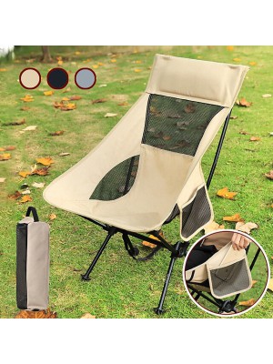 Camping Chair with Side Pocket Portable Ultra Light (UL) Multifunctional Foldable Alloy for 1 person Fishing Beach Camping Autumn / Fall Winter Black Grey Khaki / Breathable / Comfortable #8533725