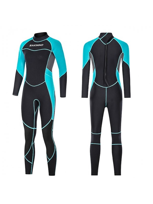 Women's Full Wetsuit 3mm Nylon SCR Neoprene Diving Suit Thermal Warm Quick Dry High Elasticity Long Sleeve Back Zip - Swimming Diving Surfing Patchwork Autumn / Fall Winter Spring / Summer #8680774