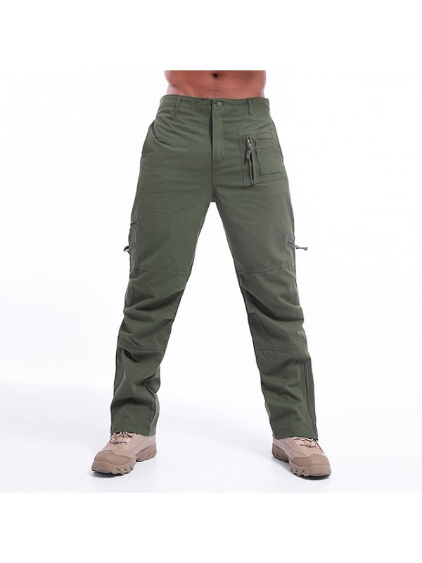 Men's Hiking Cargo Pants Hunting Pants Windproof Multi-Pockets Breathable Fall Winter Solid Colored Cotton Bottoms for Hunting Camping Military / Tactical Army Green Black Khaki 28 29 30 31 32 #8929977