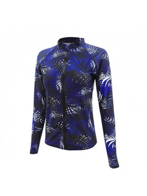 Women's Rash Guard Spandex Swim Shirt UV Sun Protection UPF50+ Breathable Long Sleeve Front Zip - Swimming Surfing Beach Water Sports Floral / Botanical Autumn / Fall Spring Summer / Quick Dry #8579363