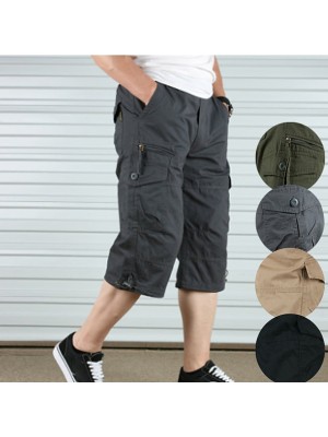 Men's Hiking Shorts Hiking Cargo Shorts Military Solid Color Summer Outdoor Regular Fit Ripstop Quick Dry Multi Pockets Breathable Cotton Below Knee Shorts Capri Pants Bottoms Army Green Grey Khaki #8661223