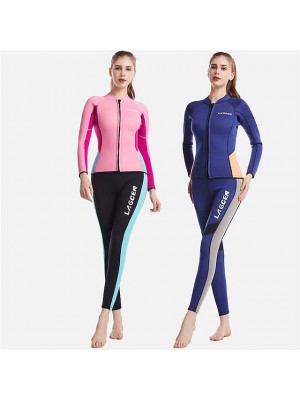 Women's Full Wetsuit 2.5mm SCR Neoprene Diving Suit Thermal Warm Quick Dry Stretchy Long Sleeve 2 Piece Front Zip - Swimming Diving Surfing Scuba Patchwork Autumn / Fall Spring Summer #8438277