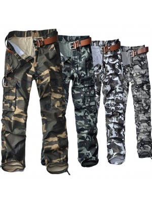 Men's Hiking Cargo Pants Camouflage Hunting Pants Ripstop Windproof Multi-Pockets Breathable Spring Summer Cotton Bottoms for Hunting Hiking Outdoor Exercise Army green camouflage Grey camouflage #8980303