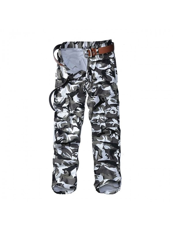 Men's Hiking Cargo Pants Camouflage Hunting Pants Ripstop Windproof Multi-Pockets Breathable Spring Summer Cotton Bottoms for Hunting Hiking Outdoor Exercise Army green camouflage Grey camouflage #8980303