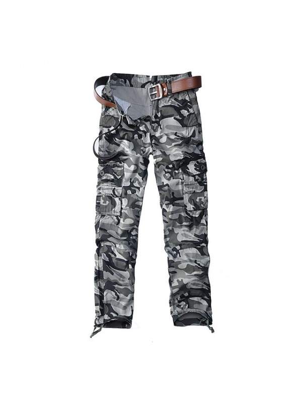 Men's Hiking Cargo Pants Camouflage Hunting Pants Ripstop Windproof Multi-Pockets Breathable Spring Summer Cotton Bottoms for Hunting Hiking Outdoor Exercise Army green camouflage Grey camouflage #8980303