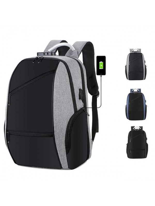 Backpack Anti-theft Password Lock USB Charging Shoulder Bag Unisex Leisure Travel Computer Bag #8964144