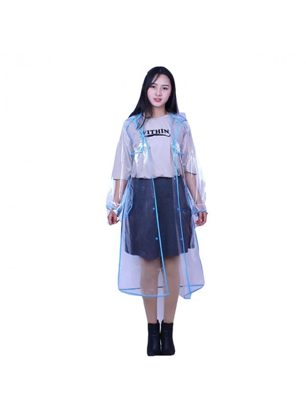 Transparent Raincoat for Women Fashion EVA Waterproof Rain Poncho with Hood LXLXXL #9018389