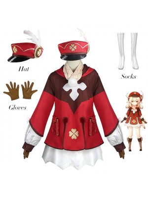 Genshin Impact Klee Cosplay Deluxe Suits with Accessories Japanese Anime Cosplay Costumes Suits Outfits for Adult Women Halloween Party Carnival #8800293