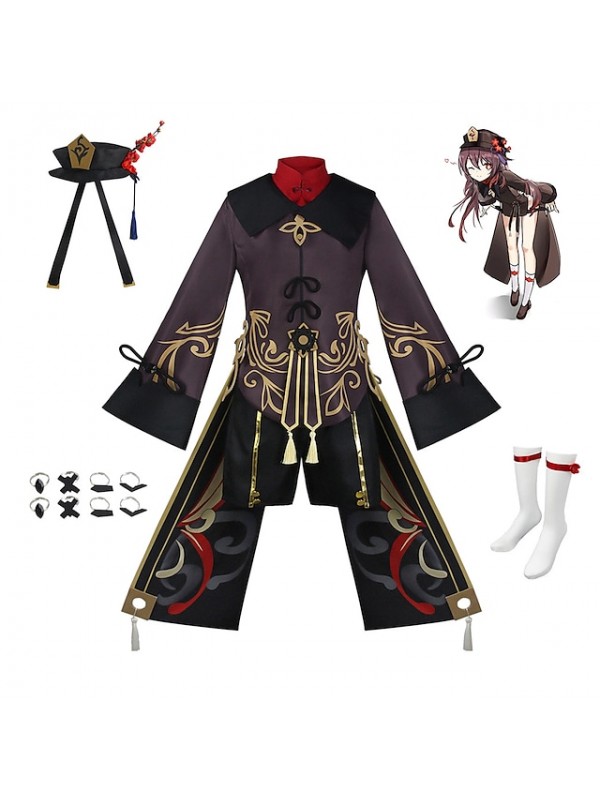 Genshin Impact Hutao Cosplay Deluxe Suits with Accessories Japanese Anime Cosplay Costumes Outfits for Adult Women Halloween Party Carnival #8800291