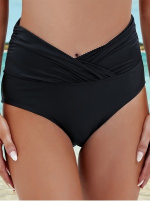 Women's Swimwear Bikini Bikini Bottom Swimsuit Ruched Solid Color Black Bathing Suits New Casual Vacation / Classic #8926599