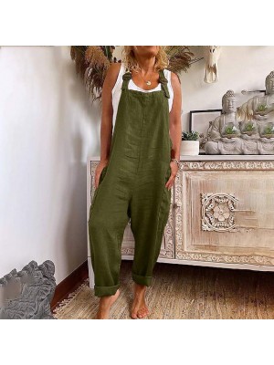 Women's Fashion Jumpsuit Rompers Side Pockets Full Length Pants Casual Weekend Inelastic Plain Comfort Mid Waist Green Black Red S M L XL XXL #9027345