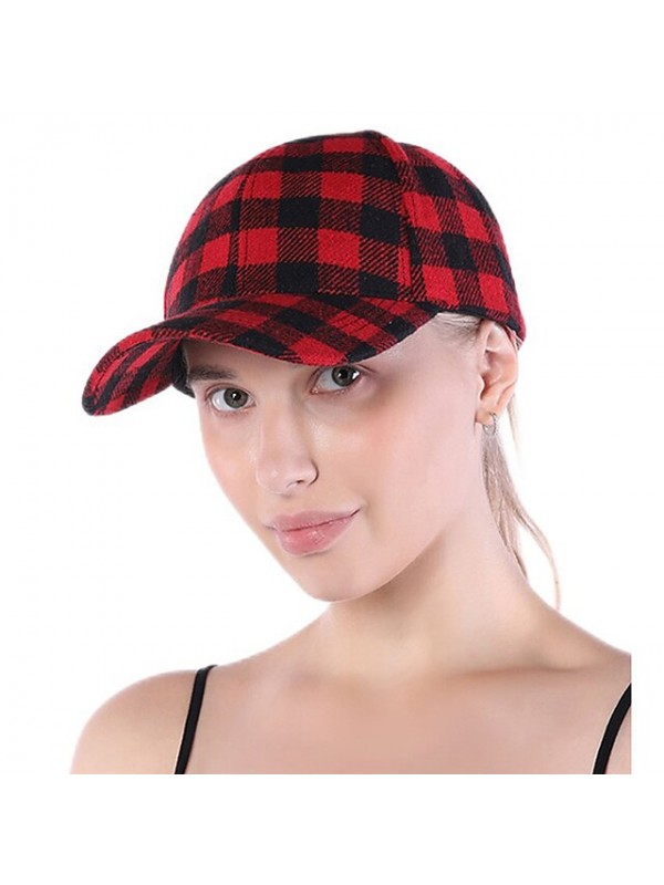 Women's Stylish Baseball Cap Street Dailywear Daily Print Plaid Tie Dye Sunflower Black Red Hat Portable Comfort Breathable / Fall / Winter / Spring / Summer #8956256