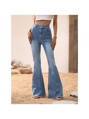 Women's Trousers Jeans Full Length Pants Work Weekend Stretchy Solid Color High Waist Blue S M L #9021356