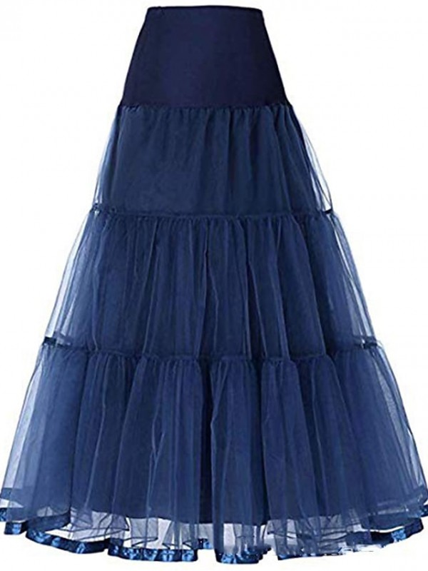 Women's Active Princess Lolita Swing Maxi Skirts Stage Performance Solid Colored Layered Black Royal Blue Navy Blue S L / Loose #8746199