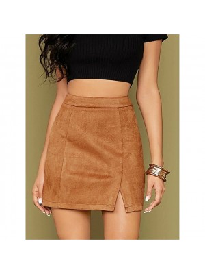 Women's Sexy Sophisticated Bodycon Mini Skirts Vacation Festival Corduroy Solid Colored Split Blushing Pink Army Green Black S M L / Slim #8778183