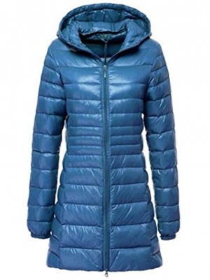 Women's Puffer Jacket Solid Color Basic Fall Outerwear Hooded Long Street Long Sleeve 416 Lake blue / Daily / Casual / Windproof #8492020