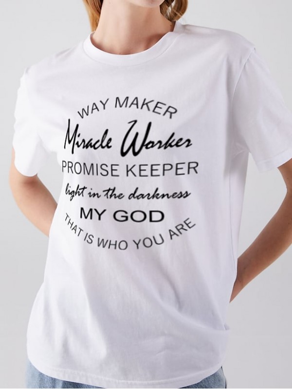 miracle worker t shirt women way maker miracle worker promise keeper shirts christian shirt short sleeve graphic tees tops green #8171396