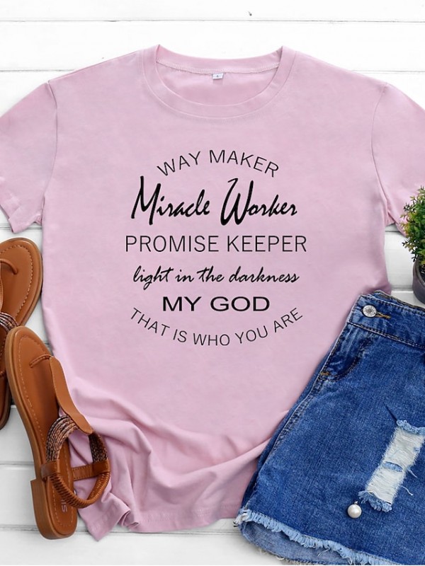 miracle worker t shirt women way maker miracle worker promise keeper shirts christian shirt short sleeve graphic tees tops green #8171396